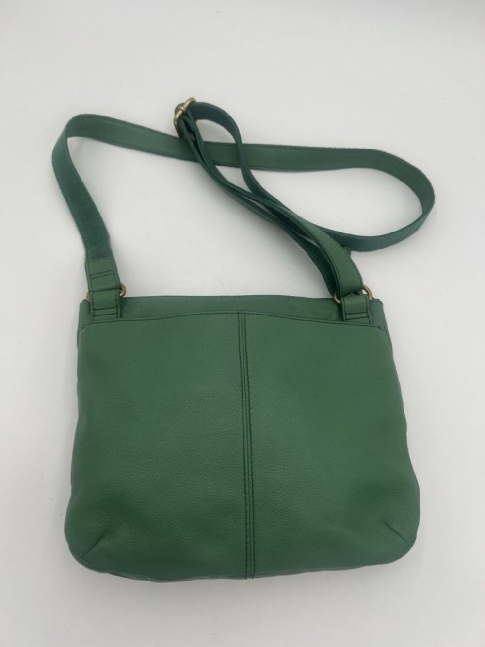 Fossil Green Pebbled Leather Crossbody Bag Adjustable Strap Soft Leather Purse - Picture 4 of 8